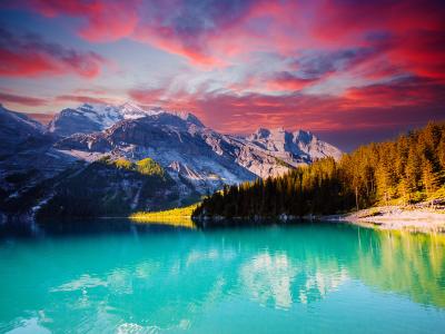 sunset on lake